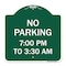 Signmission No Parking 7-00 Am to 3-30 Pm, Green & White Aluminum Architectural Sign, 18" x 18", GW-1818-23603 A-DES-GW-1818-23603 - alternate 1